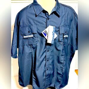 Bauer 6 XL STREET GEAR 3916 SHORT SLEEVE, DARK NAVY POLICE UNIFORM SHIRT RUNS LG